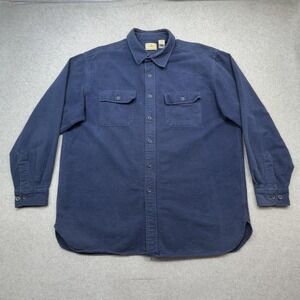 LL Bean Chamois Cloth Shirt Mens XL Blue Flannel Long Sleeve Outdoor Work